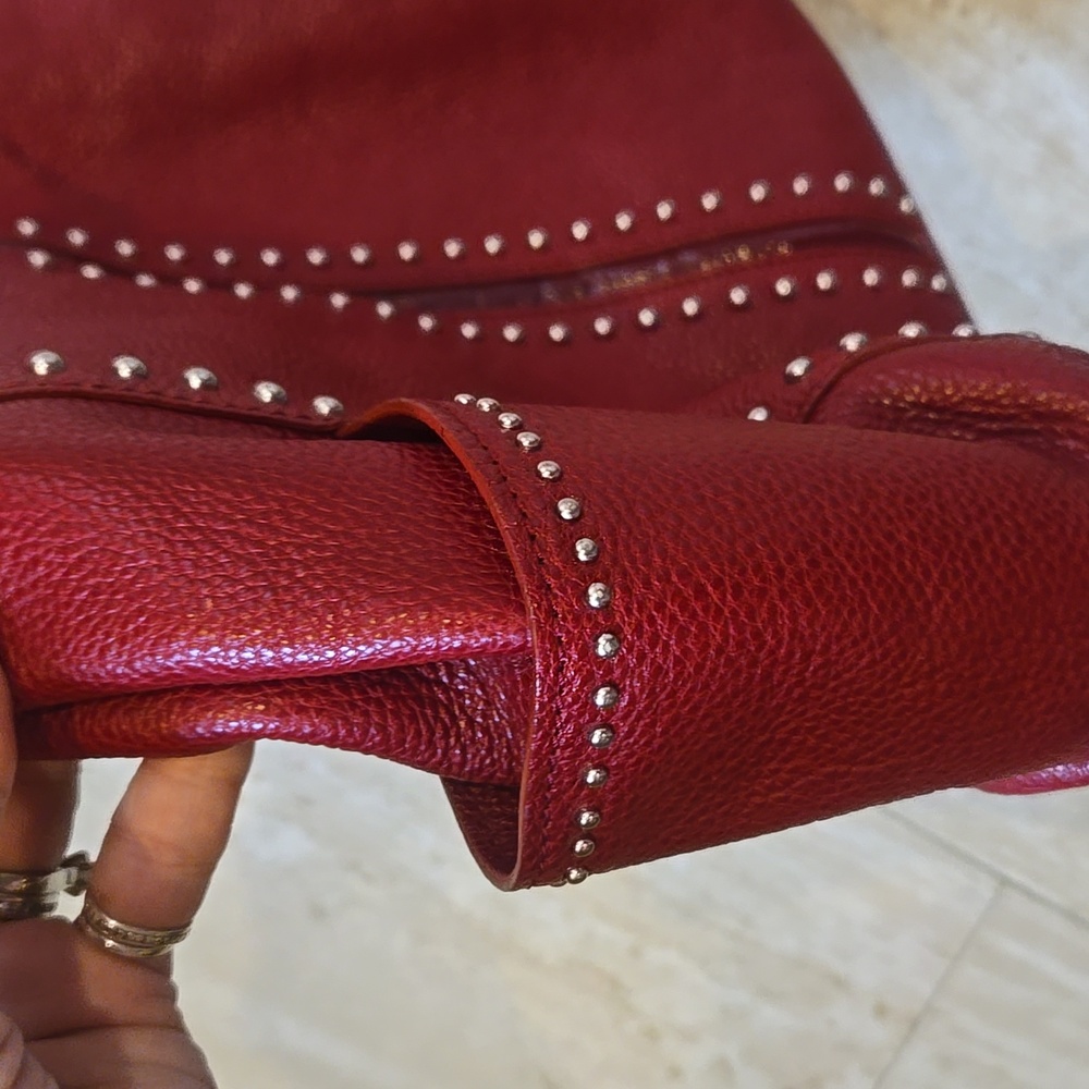 Brighton Andie Deep Burgundy Studded Pebbled Leather Shoulder Bag - Picture 6 of 16